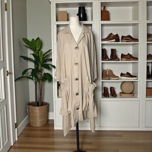 Cynthia Linen Blend Oversized Button-Front Dress | Relaxed Fit Neutral Layering